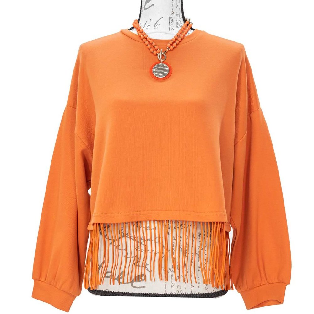 1672-Cloud Ten Long Sleeve Fringe Top